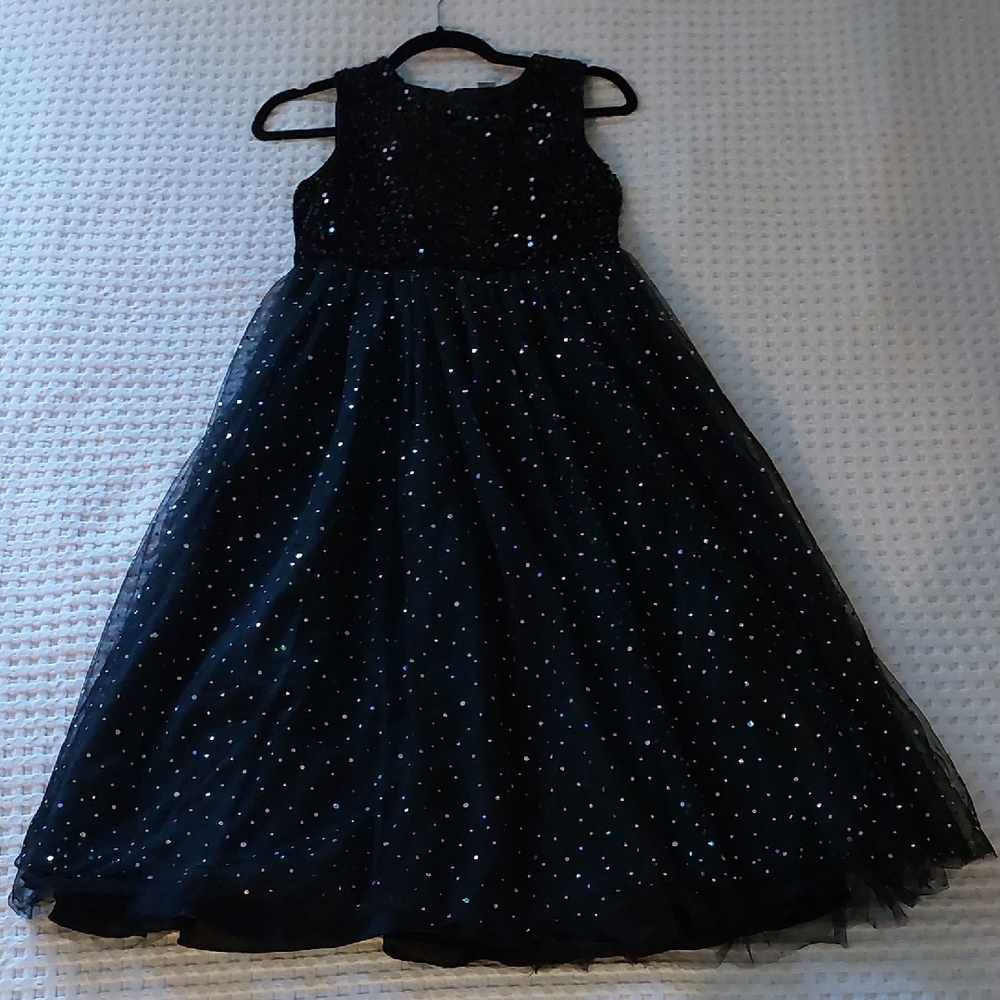 Charming Black Kids Dress with Glittering Details